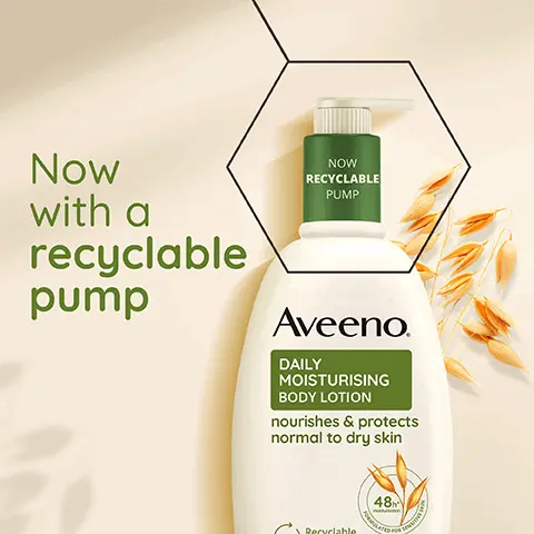 Now with a recyclable pump. 48h moisturisation. Instant & long-lasting hydration, after 4 weeks continuous use. Cleanse, moisturise & protect dry skin. Vegan Formula* *Does not contain animal derived ingredients. Fast absorbing. Unscented. Suitable for sensitive skin. Dermatologist tested. With nourishing oat & rich emollients. NEW LARGER PACK SIZE. FORMULATED WITH COLLOIDAL OATMEAL.