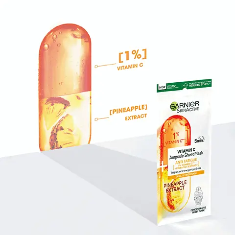 Image 1, 1& vitamin C pineapple extract. Image 2, fast and serious about masks visible results to brighten and re energise. Image 3, best sheet mask ive tried Image 4, cruelty free international all garnier products are offically approved by cruelty free in international under the leaping bunny program