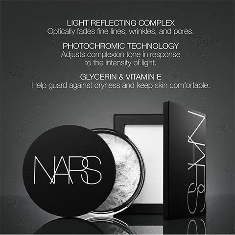 Image 1 and 2- Light reflecting complex - optically fades fine lines, wrinkles and pores, Photochromic Technology- Adjusts complexion tone in response to the intensity of light. Glycerine and Vitamin E- Help guard against dryness and keep skin comfortable