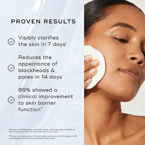 Image 1, PROVEN RESULTS Visibly clarifies the skin in 7 days' Reduces the appearance of blackheads & pores in 14 days' 89% showed a clinical improvement to skin barrier function" "Proven via independent consumer study conducted over 4 weeks on 50 participants with sensitive, blemish-prone skins. **Proven vio independent clinical study conducted over 8 weeks on 28 participants with sensitive, blemish-prone skins. Image 2, BEFORE AFTER 96% found Press & Clear to be gentle on their sensitive, O blemish-prone skin Mediks Image 3, PRESS & CLEAR Tackles visible blemishes Visibly decongests and clarifies Improves the look of post-blemish marks PRESS & GLOW Smooths uneven skin texture Boosts visible radiance Visibly evens the skin tone Medik8 Medik8 PRESS & GLOW PRESS & CLEAR Image 4, Mediks HOW TO LAYER Mediks Mediks Mediks AM CLEANSE TONE TARGET VITAMIN C + SUNSCREEN Mediks Mediks Mediks PM Mediks CLEANSE TONE VITAMIN A MOISTURISE