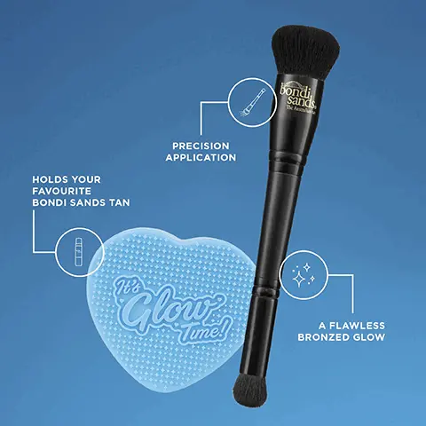 Holds your favourite bondi sands tan. Precision application. A flawless bronzed glow. Step 1, Pump or spray your favourite Bondi Sands Self Tanning Product into the Bondi Sands Heart Pan. Step 2, Using the Dual Ended Contour Brush, dip into the Bondi Babe Heart Pan and apply to areas of your facel, decolletage where the sun naturally hits, including forehead, cheeks and jawline. Step 3, Leave on skin as per self tanning product directions. Rinse Dual Ended Contour Brush with warm water, using the textured side of the Bondi Babe Heart Pan to remove all product excess. Ensure brush is fully dry before next use.