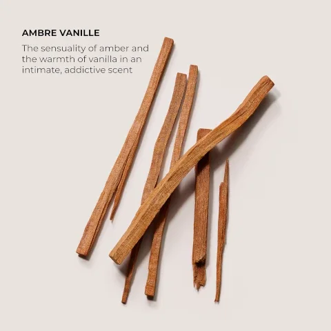 ambre vanille. the sensuality of amber and the warmth of vanilla in an intimate, addictive scent