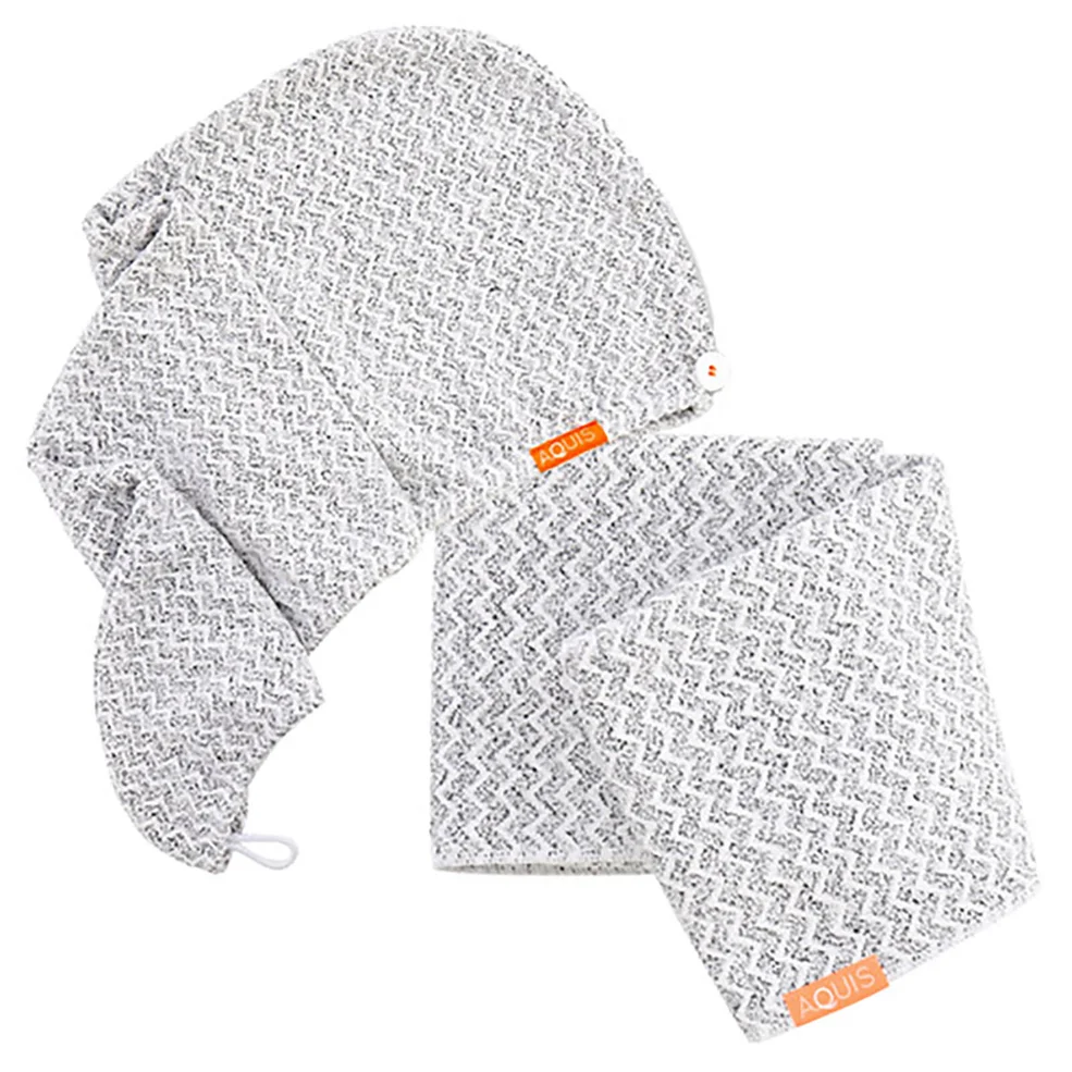 Aquis Lisse Luxe Hair Turban and Hair Towel - Chevron Afbeelding 1