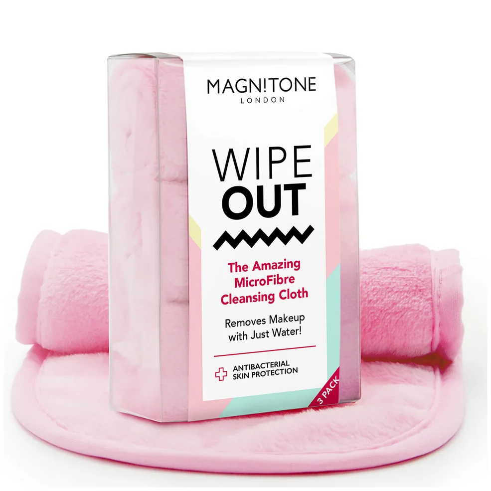 MAGNITONE London WipeOut! MicroFibre Cleansing Cloth with Antibacterial Protection - Pink (Pack of 3) Afbeelding 1