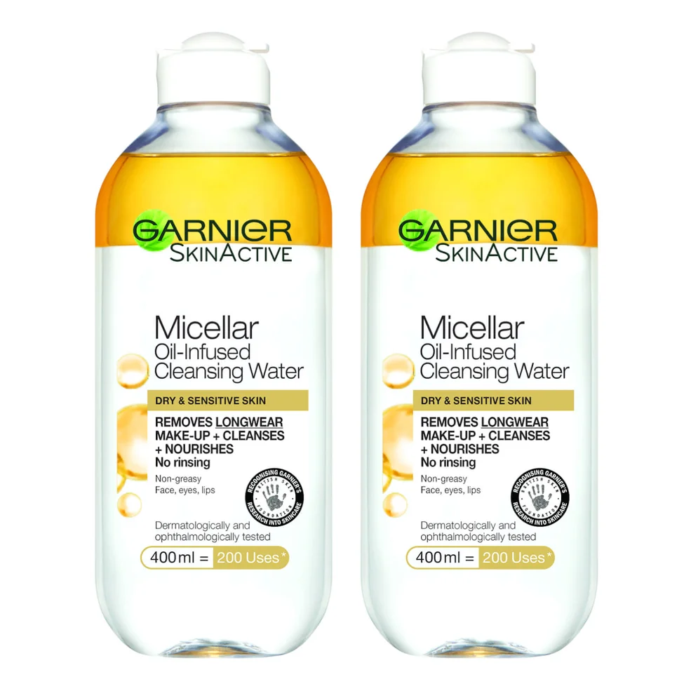 Garnier Micellar Water Oil Infused Facial Cleanser 400ml Duo Pack Afbeelding 1