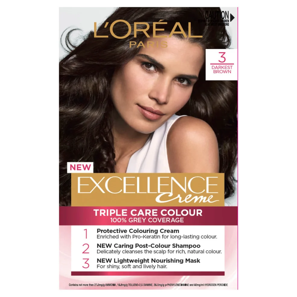 L'Oréal Paris Excellence Creme Permanent Hair Colour - Darkest Brown 3.0 Afbeelding 1