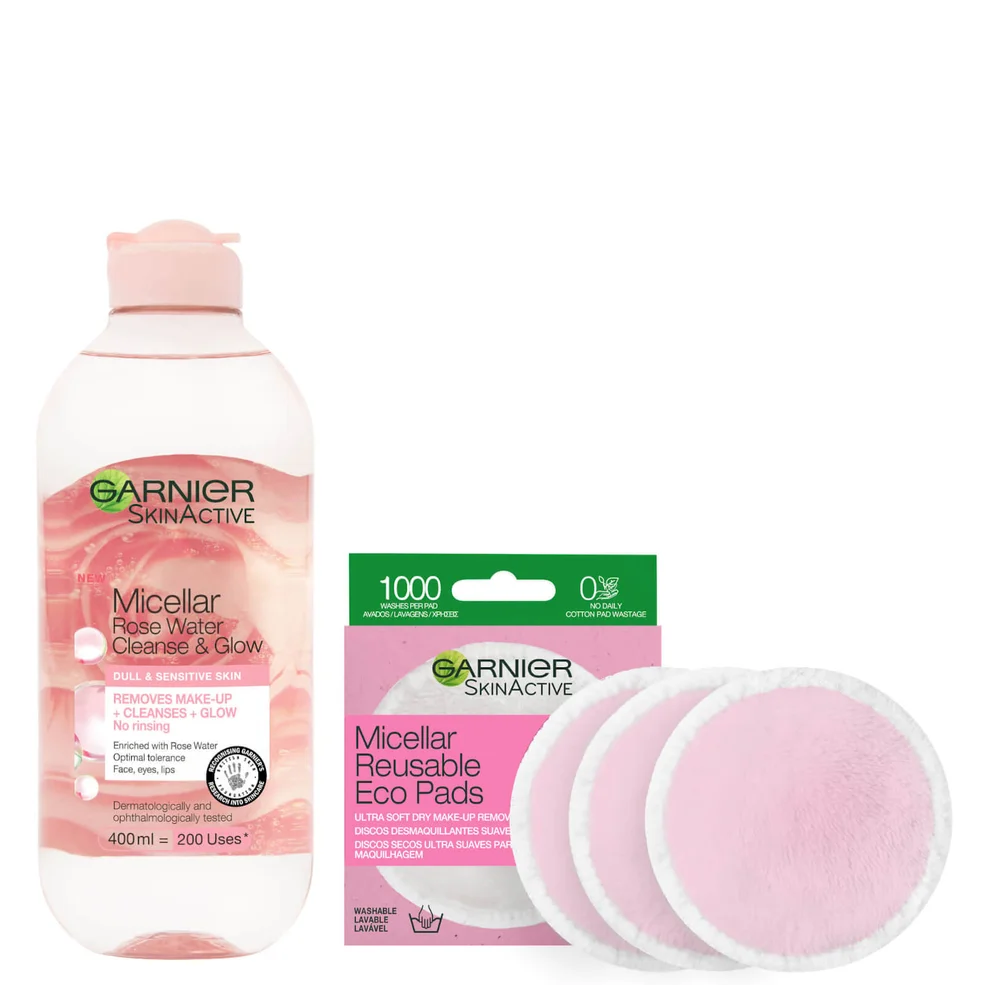 Garnier Makeup Remover Eco Pads and Rose Micellar Water Duo Set Afbeelding 1