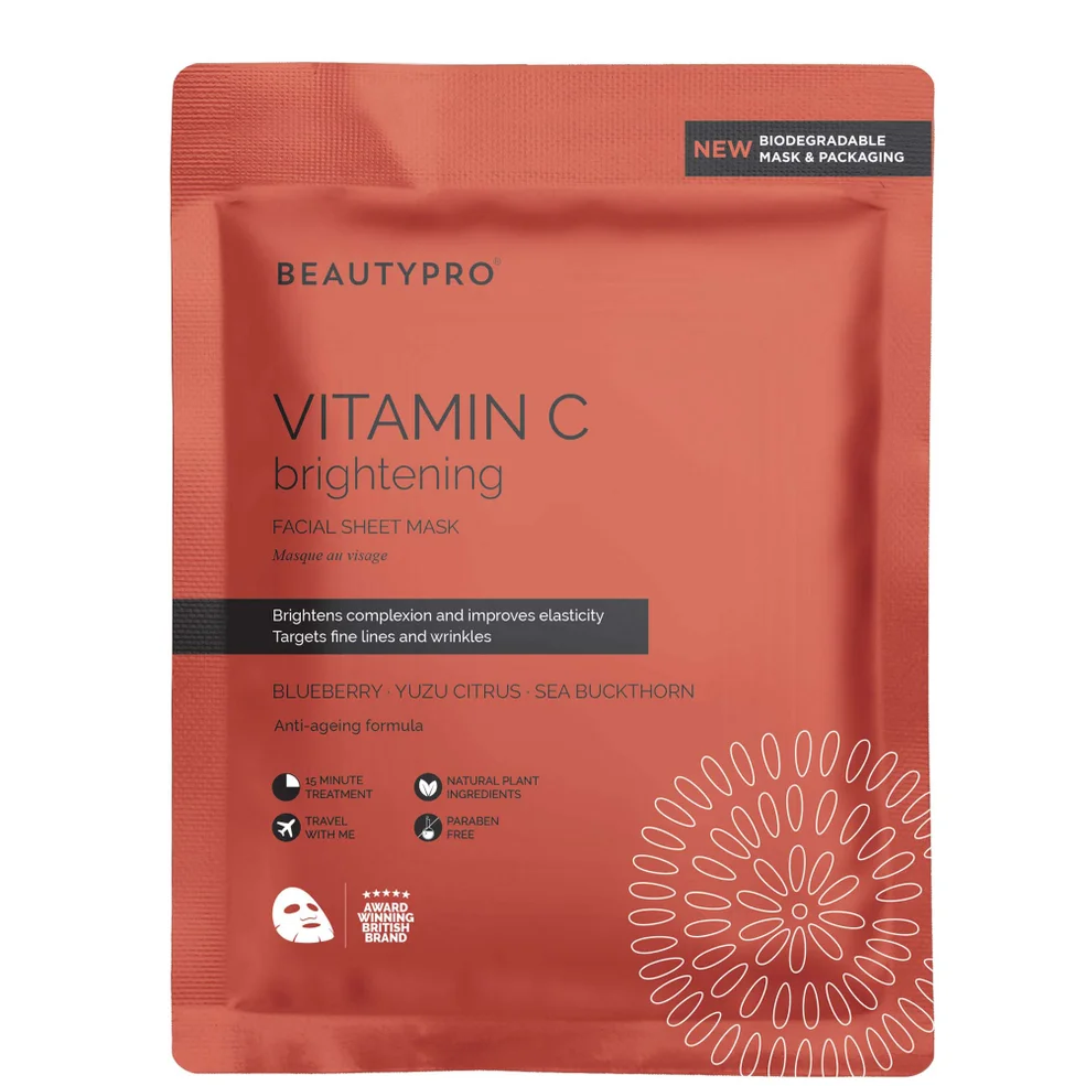BEAUTYPRO Brightening Collagen Sheet Mask with Vitamin C Afbeelding 1