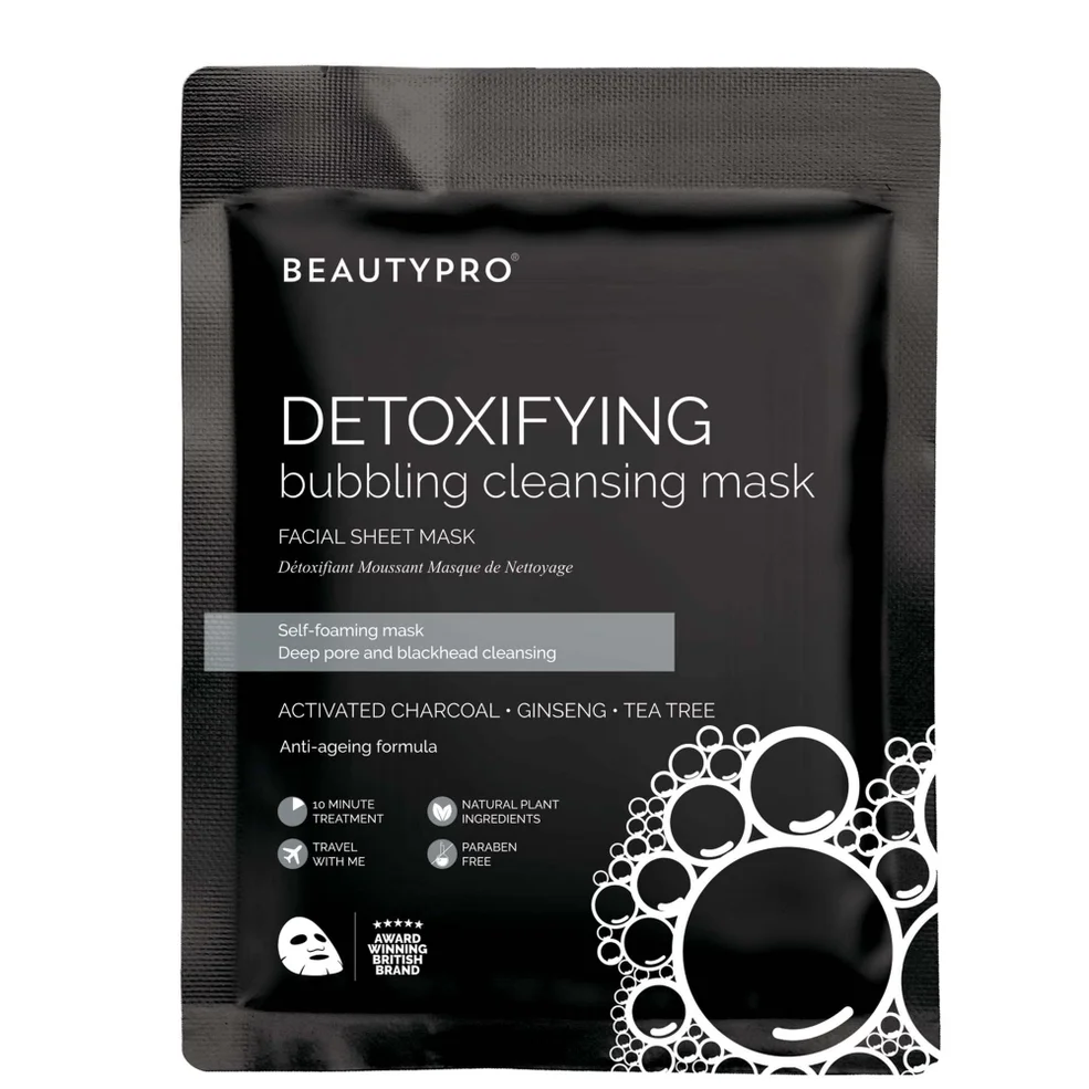 BeautyPro Detoxifying Foaming Cleansing Sheet Mask with Activated Charcoal Afbeelding 1