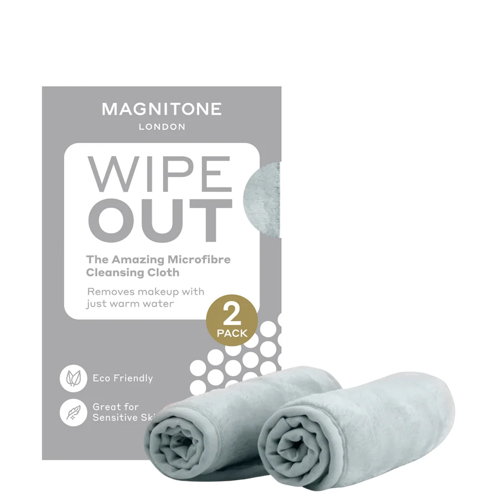 MAGNITONE London WipeOut Microfibre Cleansing Cloths Grey – 2 Pack Afbeelding 1