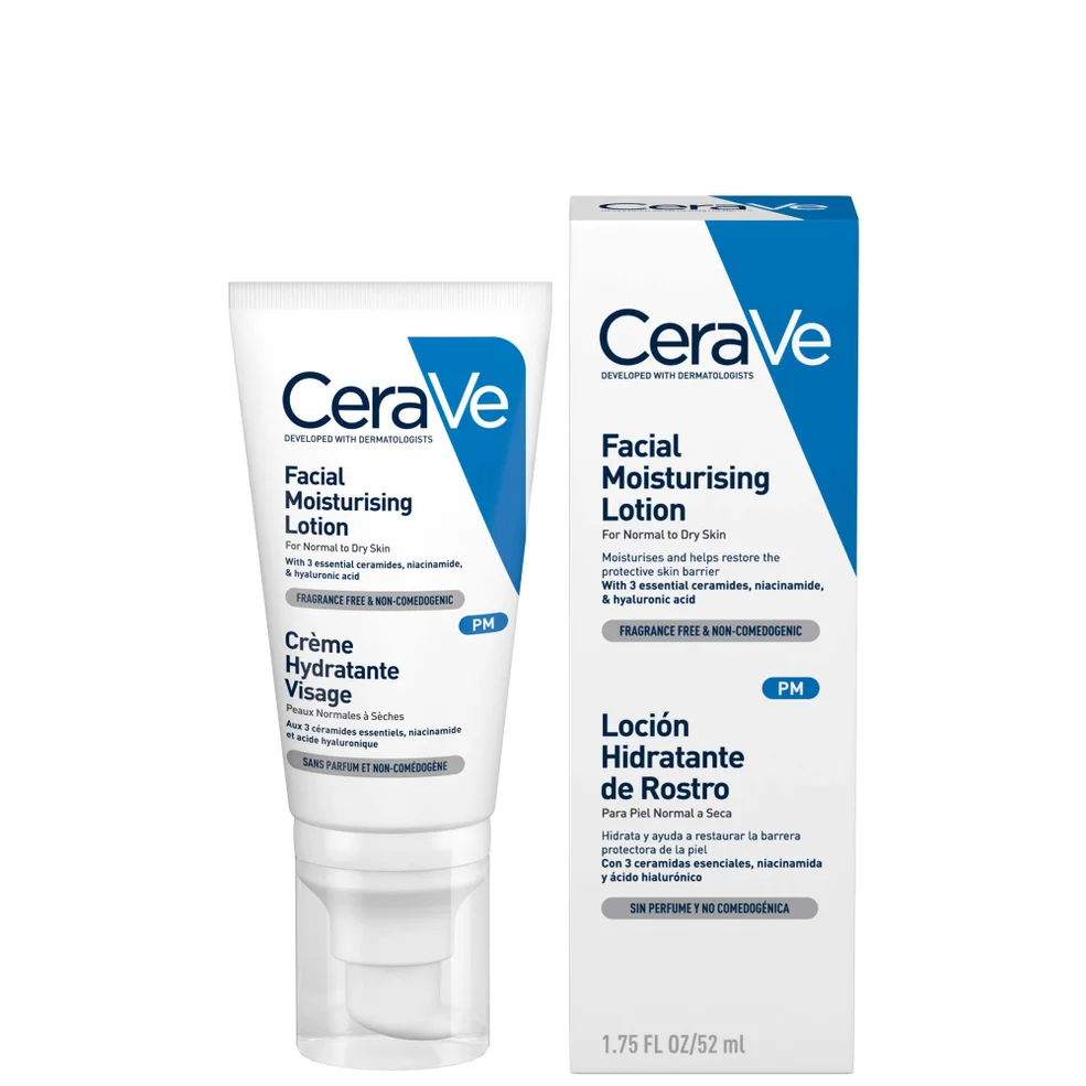 CeraVe PM Hydraterende Gezichtslotion met Ceramides voor Normale tot Droge Huid 52 ml Afbeelding 1