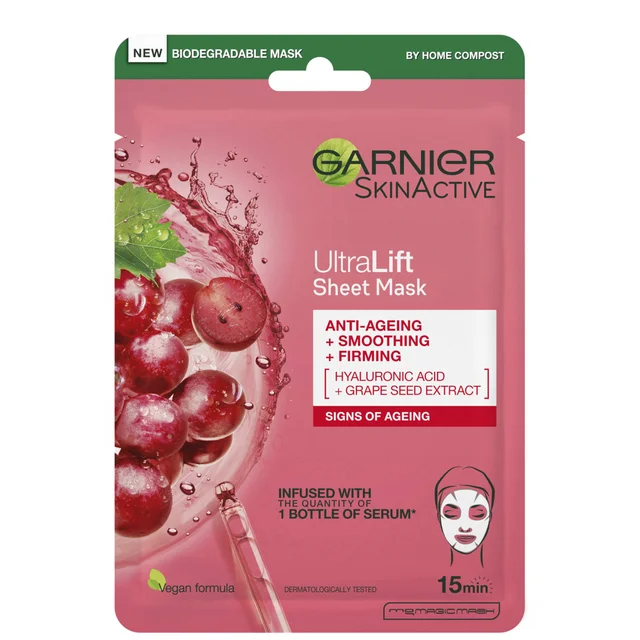 Garnier Ultralift Anti-Ageing Glansversterkend Sheetmasker voor Gezicht 32 g