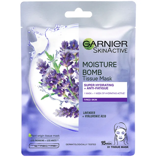 Garnier Moisture Bomb Lavend Hydraterend Sheetmasker voor Gezicht voor Fatigued Skin 32 gel