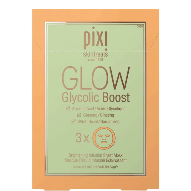 PIXI GLOW Boost Sheet Masker met Glycolzuur (set van 3)