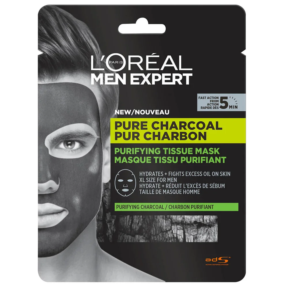 L'Oréal Paris Men Expert Pure Charcoal Zuiverend Tissuemasker 30g Afbeelding 1