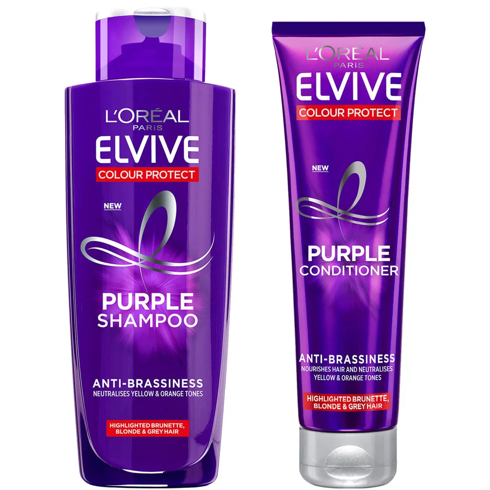 L'Oréal Paris Elvive Colour Protect Anti-Brassiness Purple Shampoo and Conditioner Set Afbeelding 1