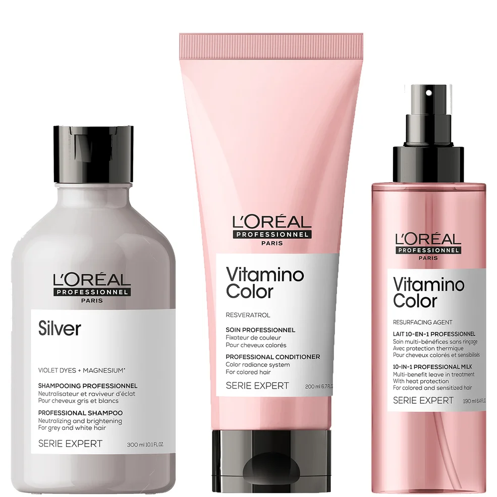 L'Oréal Professionnel Silver and Vitamino at Home Experts for Natural White/Grey Hair Bundle Afbeelding 1