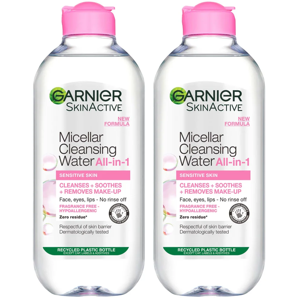 Garnier Micellar Water Facial Cleanser Sensitive Skin 400ml Duo Pack Afbeelding 1