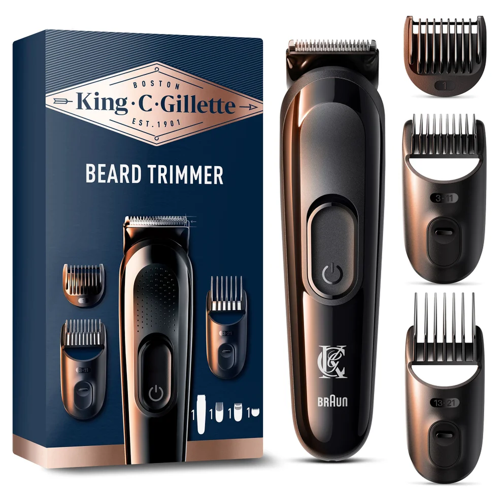 Gillette King C. Gillette Men's Wireless Beard Trimmer with 3 Combs Afbeelding 1