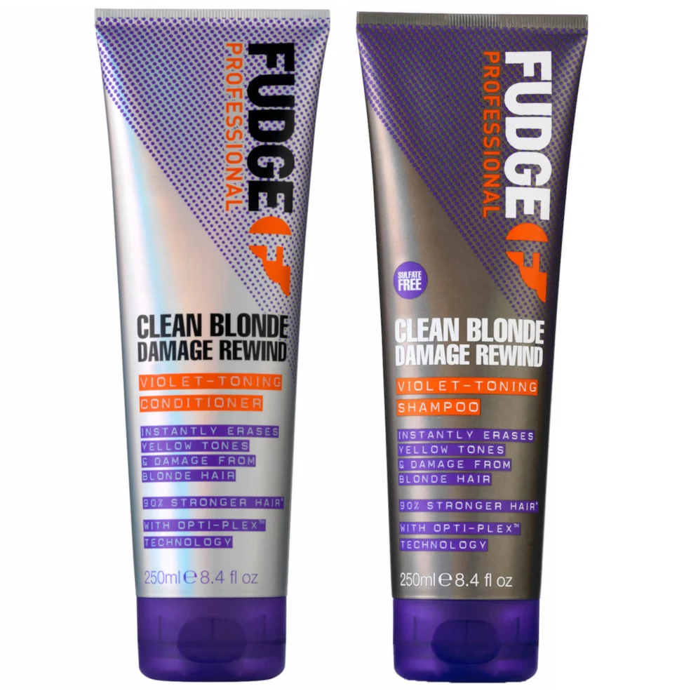 Fudge Professional Clean Blonde Damage Rewind Violet-Toning Shampoo and Conditioner Bundle 250ml Afbeelding 1