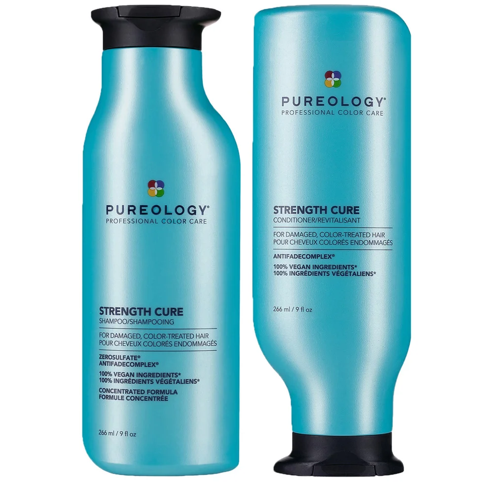 Pureology Strength Cure Shampoo and Conditioner Bundle for Damaged Hair, Sulphate Free for a Gentle Cleanse with Vegan Formulas Afbeelding 1