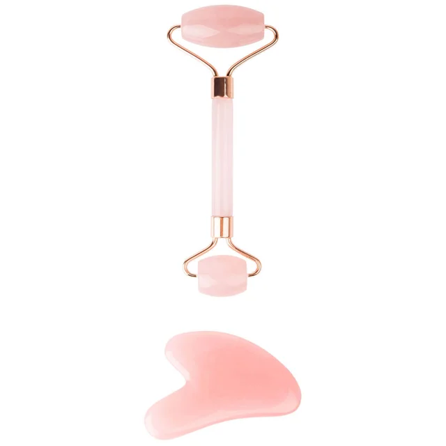 brushworks HD Rose Quartz Resin Roller en Gua Sha
