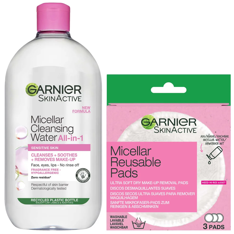Garnier Makeup Remover Eco Pads and 700ml Micellar Water Duo Set Afbeelding 1