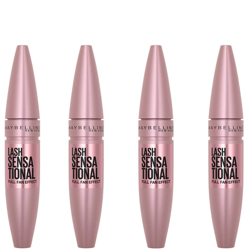 Maybelline Lash Sensational Volumising and Thickening Eyelash Lengthening Mascara - 01 Very Black (Pack of 4) Afbeelding 1