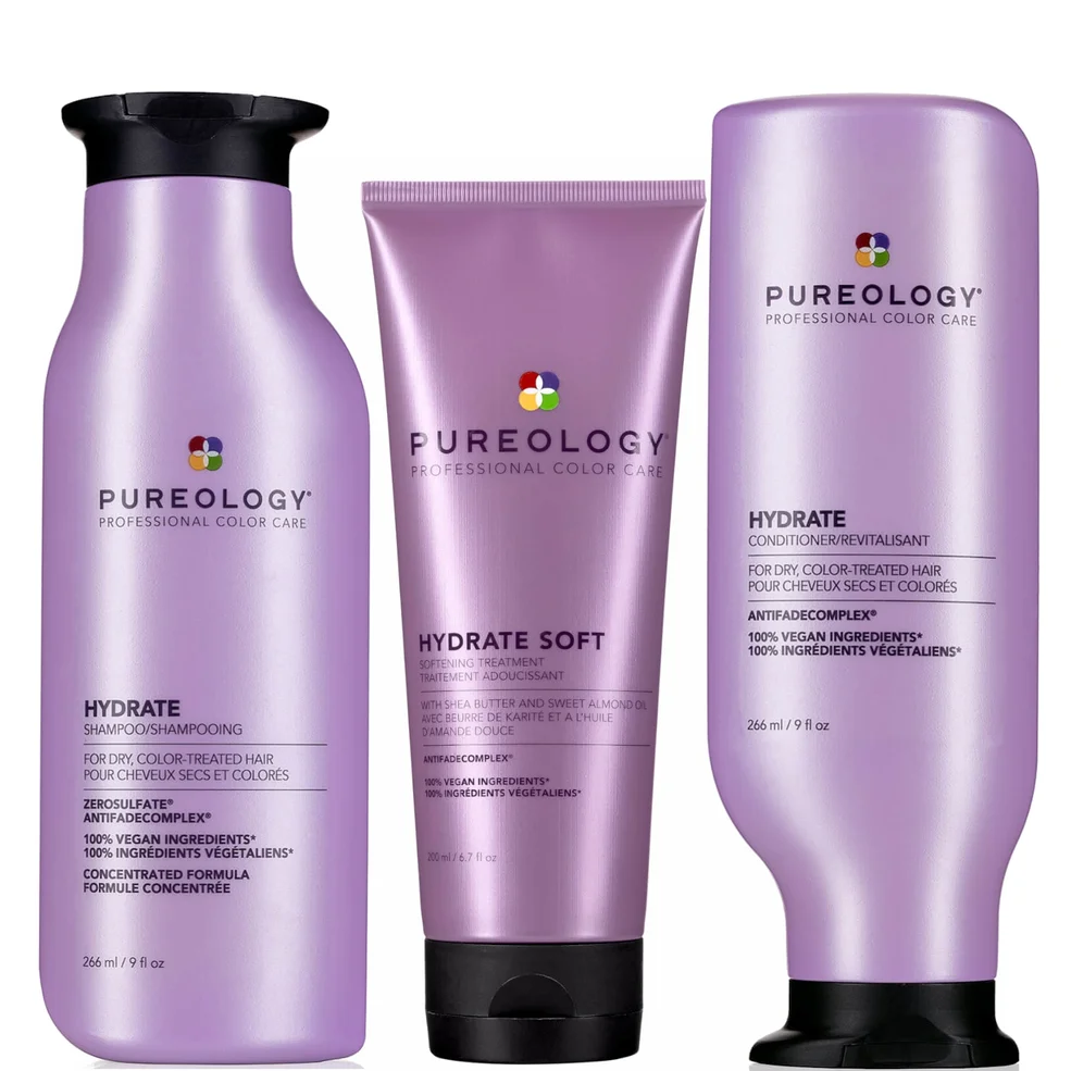 Pureology Hydrate Shampoo, Conditioner and Soft Mask, Moisturising Bundle for Dry Hair, Sulphate Free for a Gentle Cleanse Afbeelding 1