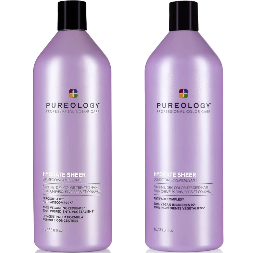 Pureology Hydrate Sheer Shampoo and Conditioner Supersize Bundle for Fine, Dry Hair, Sulphate Free for a Gentle Cleanse Afbeelding 1