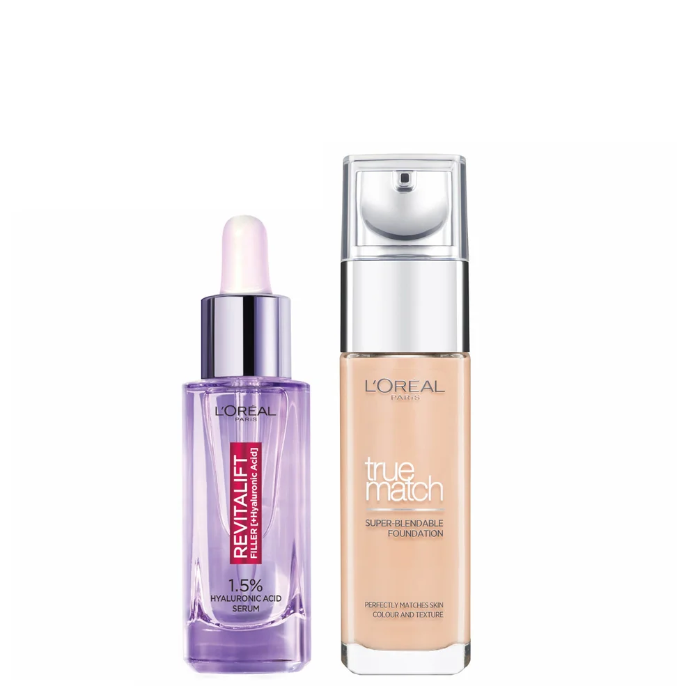 L’Oreal Paris Hyaluronic Acid Filler Serum and True Match Hyaluronic Acid Foundation Duo (Various Shades) Afbeelding 1