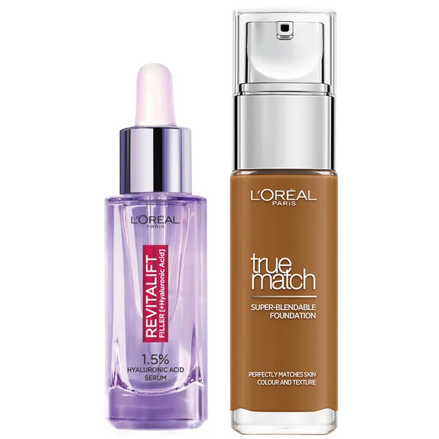 L’Oreal Paris Hyaluronic Acid Filler Serum and True Match Hyaluronic Acid Foundation Duo (Various Shades)