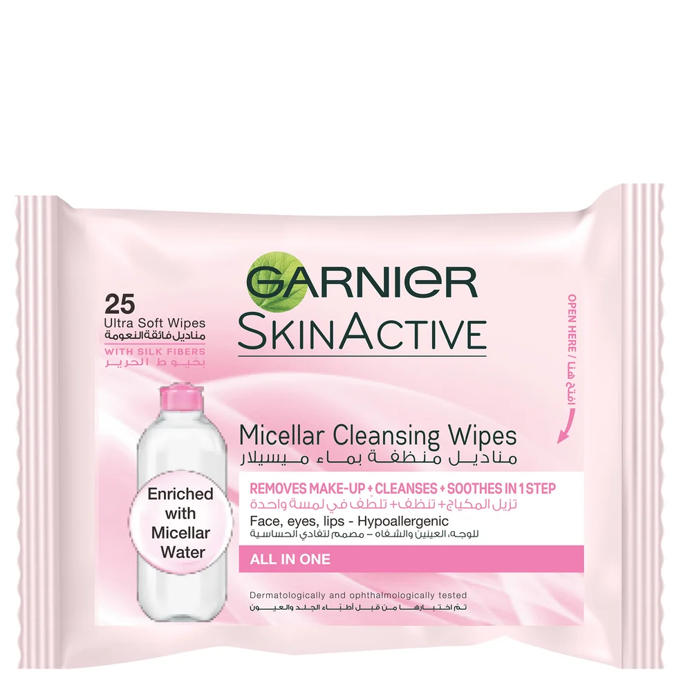 Garnier SkinActive Micellar Cleansing Wipes X25 Afbeelding 1