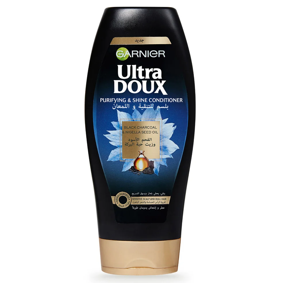 Garnier Ultra Doux Black Charcoal and Nigella Seed Oil Purifying and Shine Conditioner 400ml Afbeelding 1
