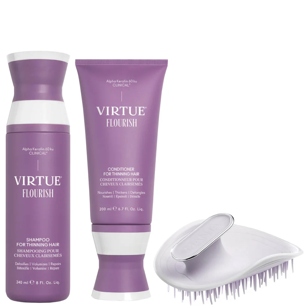 VIRTUE Flourish Shampoo and Conditioner with Manta Brush Bundle Afbeelding 1