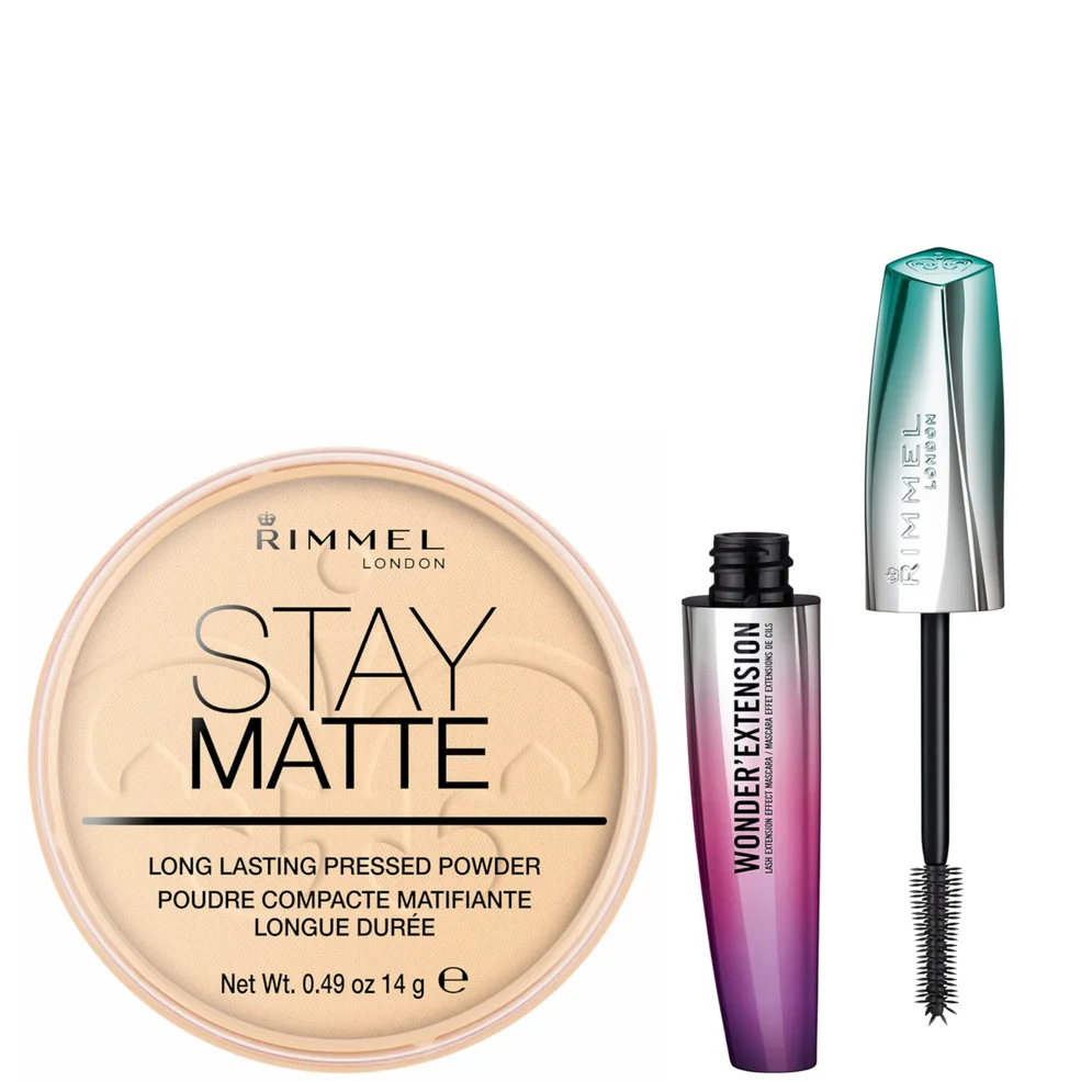Rimmel Stay Matte Pressed Powder and Wonder Extension Mascara Bundle Afbeelding 1