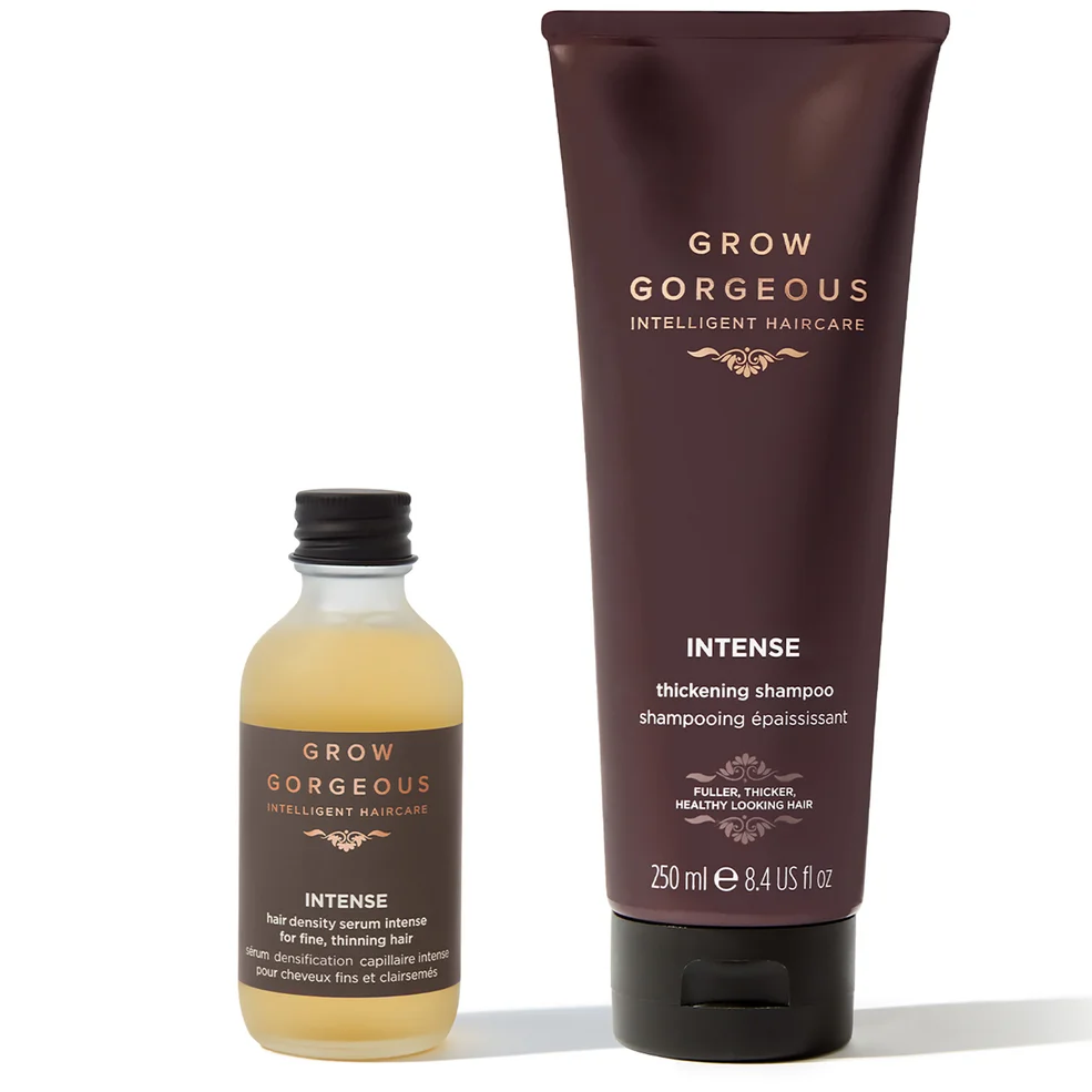 Grow Gorgeous Caffeine Queen Hair Density Serum Intense + Intense Thickening Shampoo Duo Afbeelding 1