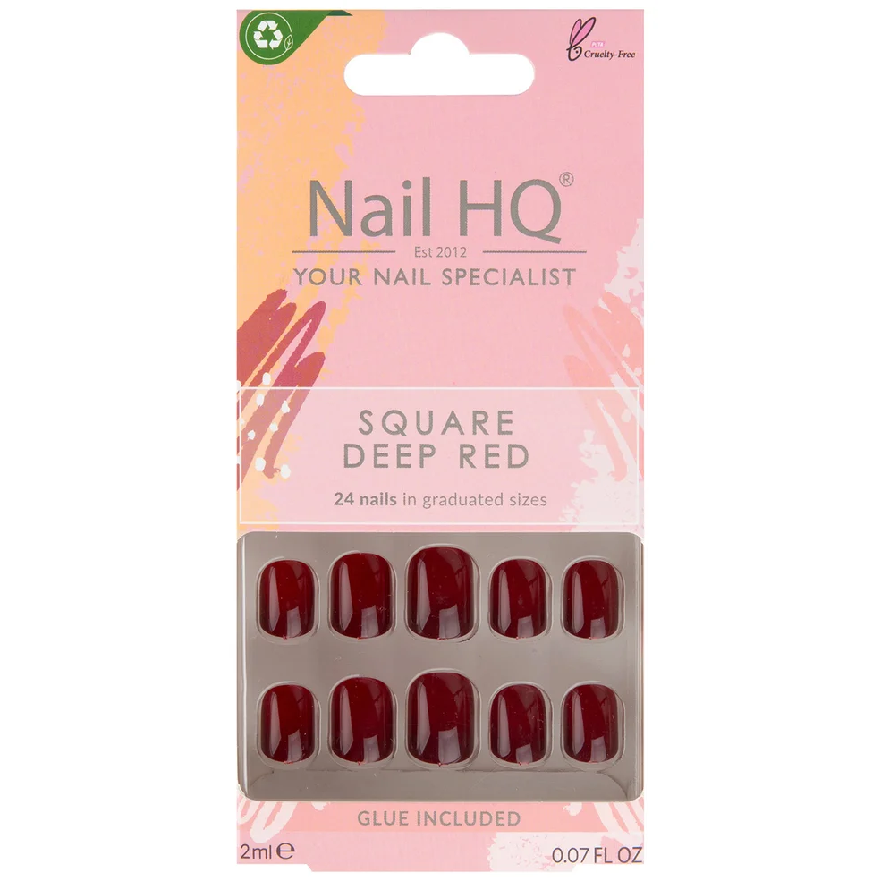 Nail HQ Square Nails Deep Red (24 Pieces) Afbeelding 1