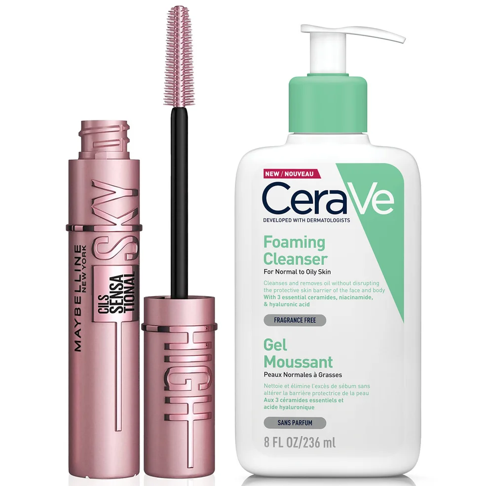 CeraVe Foaming Cleanser and Maybelline Sky High Mascara Duo for Oily Skin Afbeelding 1