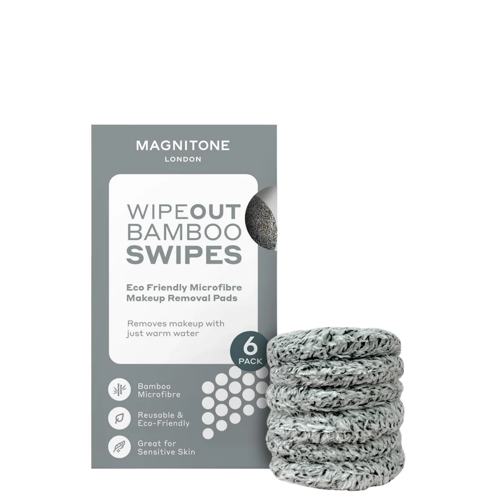 MAGNITONE Swipes 100% Microfibre Bamboo Makeup Remover Pads 6 Pack Afbeelding 1