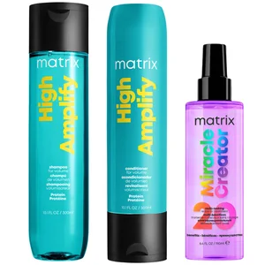Matrix Total Results Volumising High Amplify Shampoo, Conditioner and Miracle Creator Spray Routine for Fine and Flat Hair - undefined undefined