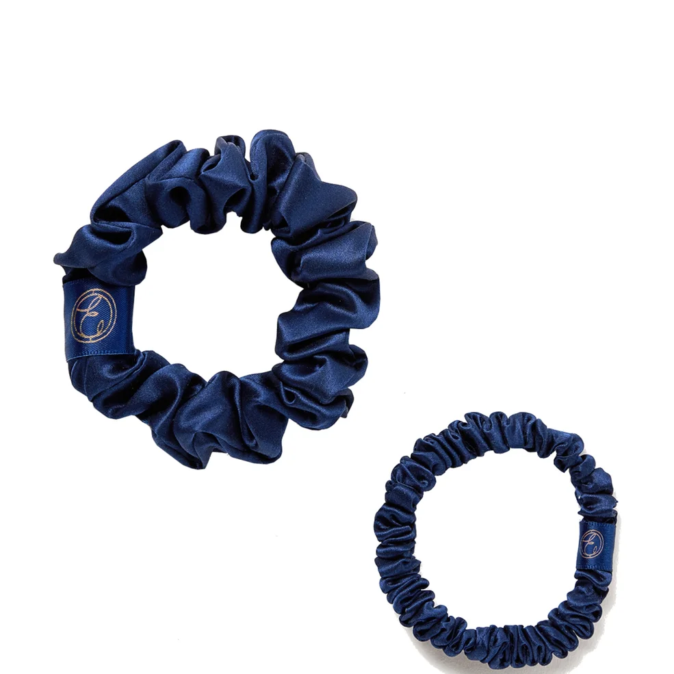 ESPA Silk Scrunchies - Navy Blue - 2 Pack Afbeelding 1