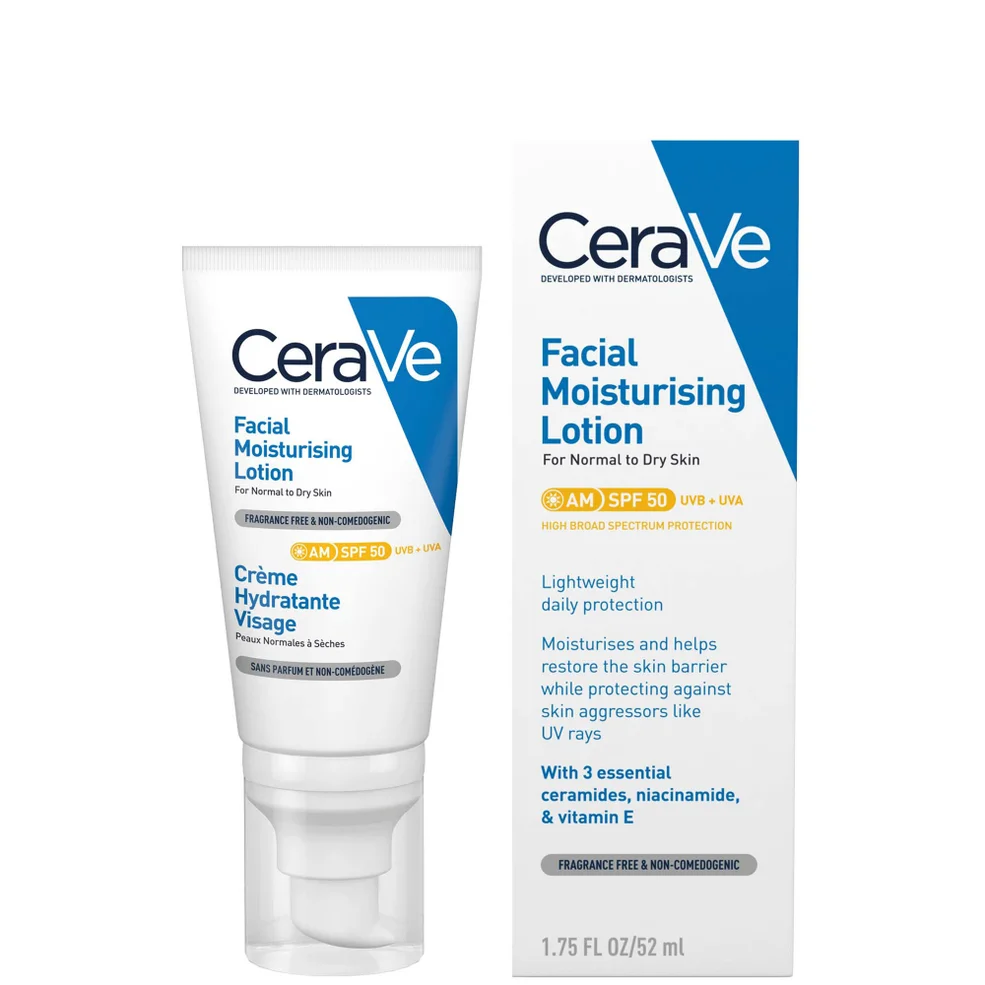 CeraVe AM Facial Hydraterende Lotion SPF50 voor Normale tot Droge Huid 52 ml Afbeelding 1