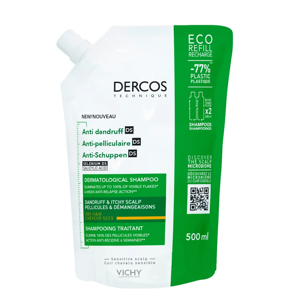 Vichy Dercos Anti-Dandruff DS Shampoo Eco Refill for Dry Hair 500ml Afbeelding 1