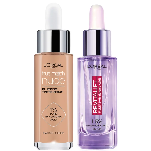 L'Oreal Paris Hyaluronic Acid Revitalift Filler Serum and True Match Tinted Serum Duo (Various Shades)