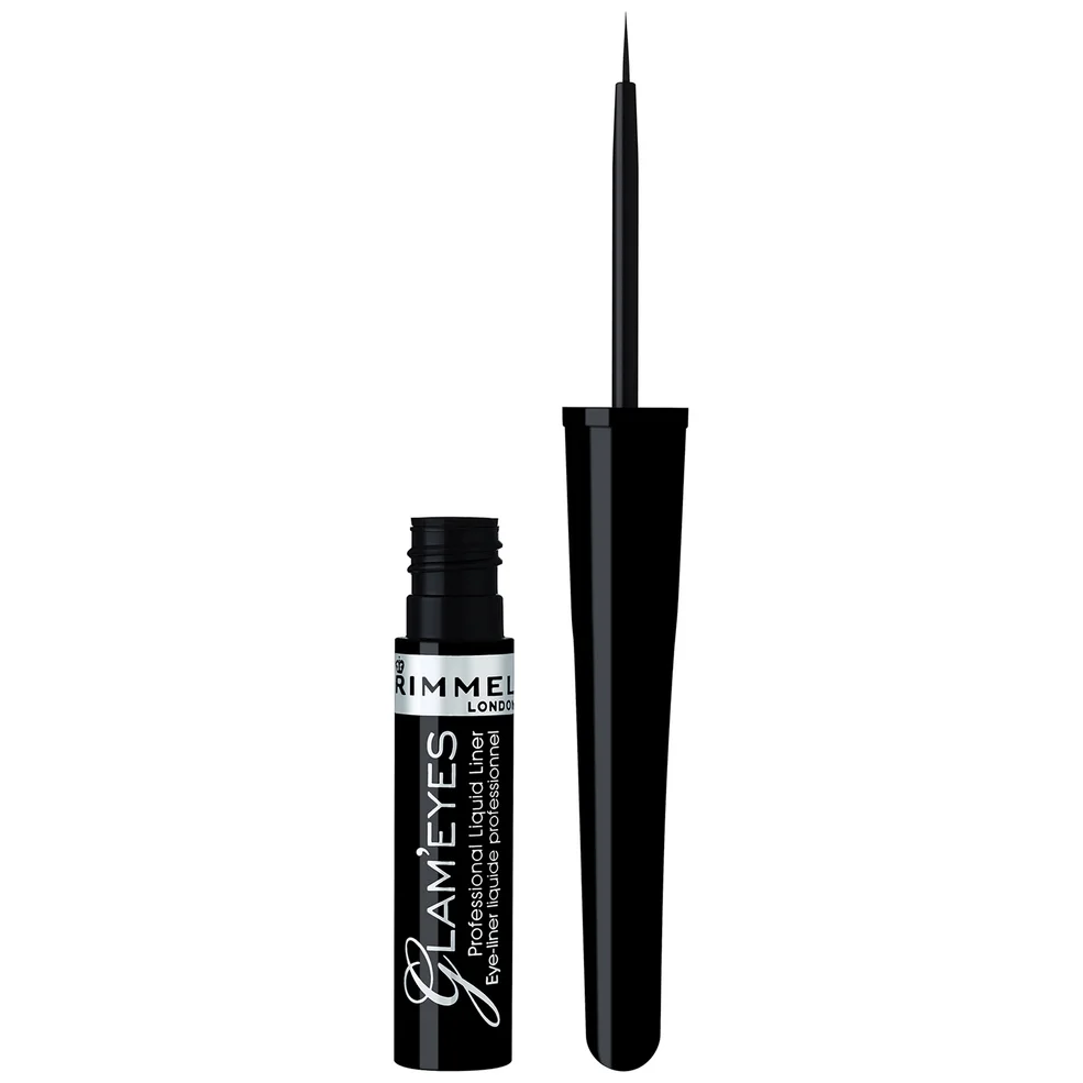 Rimmel London Glameyes Professional Vloeibare Eyeliner – 01 – Black Glamour, 4ml Afbeelding 1
