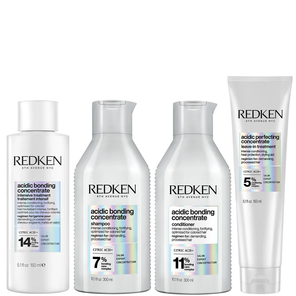 Redken Acidic Bonding Concentrate Intensive Pre-Treatment, Shampoo, Conditioner and Leave-in Treatment Bond Repair Bundle Afbeelding 1
