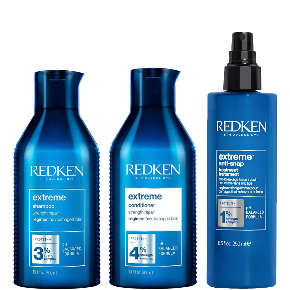 Redken Extreme Shampoo, Conditioner and Anti-Snap Leave-in Treatment Strength Repair Bundle for Damaged Hair Afbeelding 1