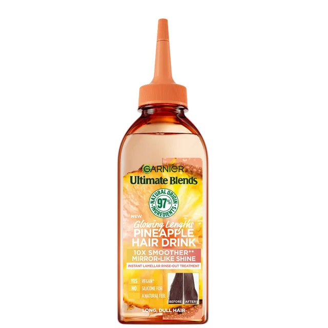 Garnier Ultimate Blends Glowing Lengths Ananas Hair Drink Vloeibare Conditioner voor Lang Dof Haar 200 ml