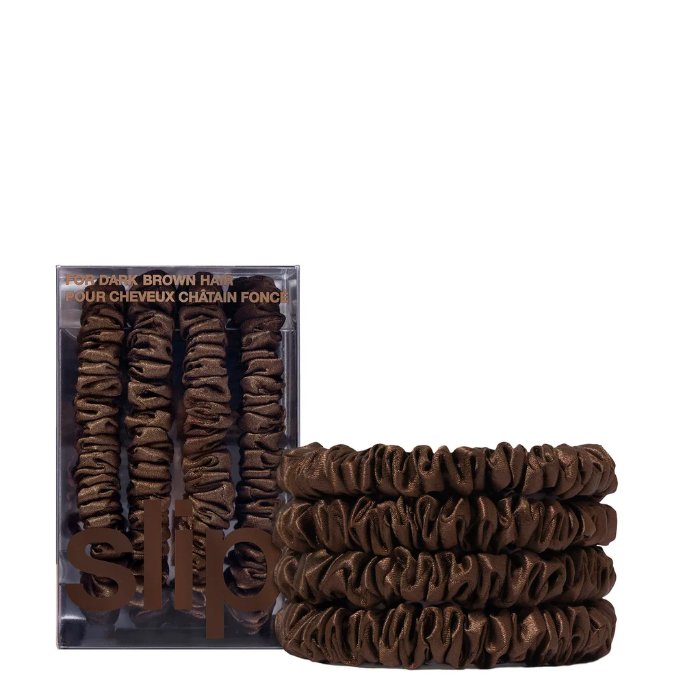 Slip Pure Silk Skinny Scrunchies - Dark Brown Afbeelding 1